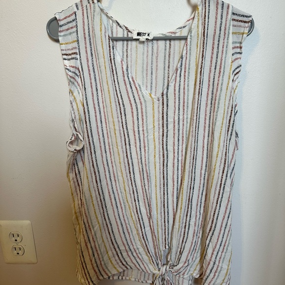 West K Tops - BOGO: West K Women's Striped V-Neck Blouse - Multicolor